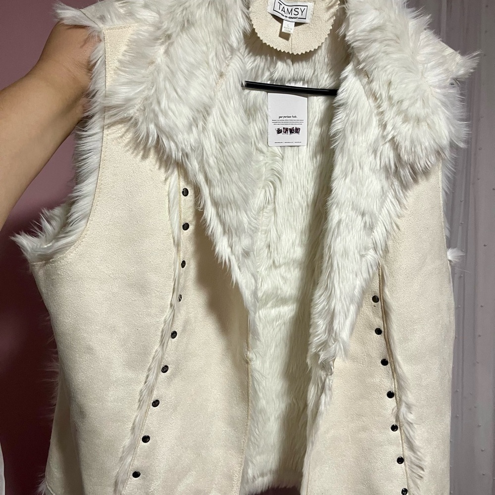 Women's White Faux Fur Vest